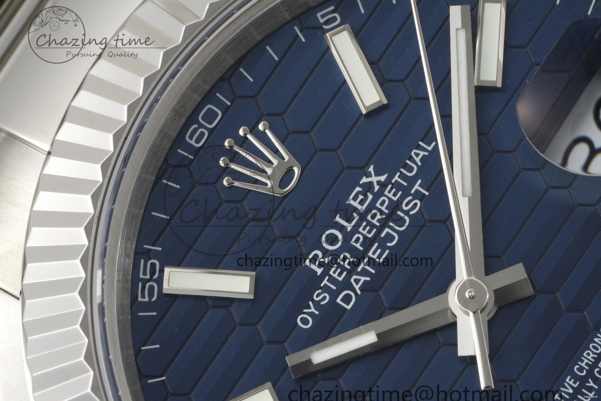 Bracelet Steel JDF DateJust on SS Dial Blue V2 VR3235 41 904L Oyster Textured 0309